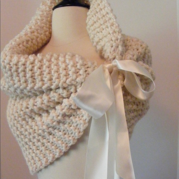 Sweaters - Hand made ivory wedding shawl